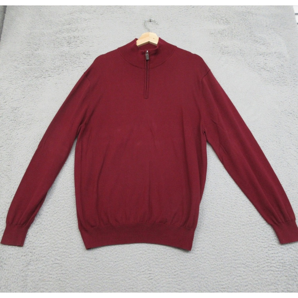 Jos A Bank Quarter Zip Sweater Mens XL Burgundy Pima Cotton Preppy Officecore